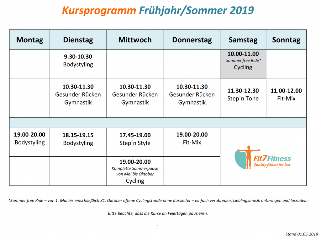 Kurse - Fit7 FitnessFit7 Fitness
